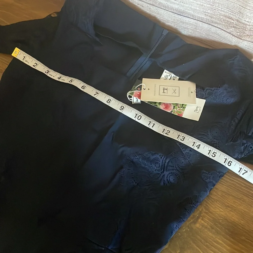 Missmay Retro Gorgeous City Stretchy Navy Blue Lace Bodycon Dress size medium* - Picture 10 of 15